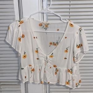 Pacsun floral crop shirt
